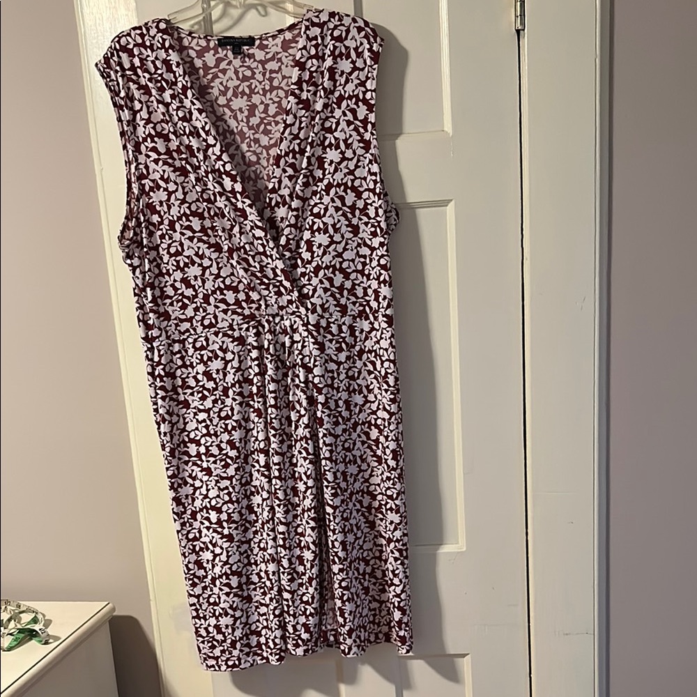 Banana Republic Sleeveless Dress in Burgundy and White